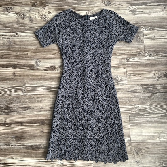 Toast UK Cotton Lace Midi Dress Grey Size 8 - Picture 1 of 9